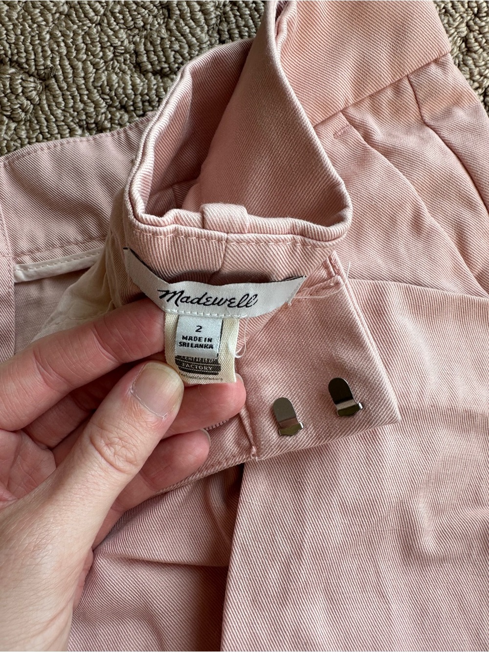 Madewell Pale Pink Straight-Leg Trousers Size 2, fit like size 25 regular length - Picture 2 of 3